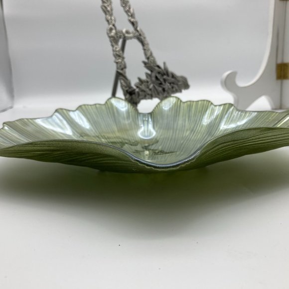 Set of 2 Green Vietri Iridescent Abstract Bowls/Candy Dish Made in Turkey - Picture 10 of 12